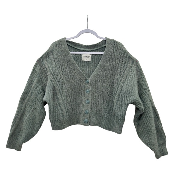 Abercrombie & Fitch Button Up Cardigan Size L Green Soft Collection Sweater - Picture 4 of 13